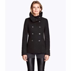 H&M Double Breasted Funnel Collar Fitted Jacket 8